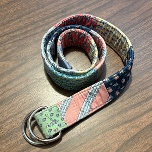 Vineyard Vines Patchwork Belt Small Canvas Pink Blue Nautical Whale